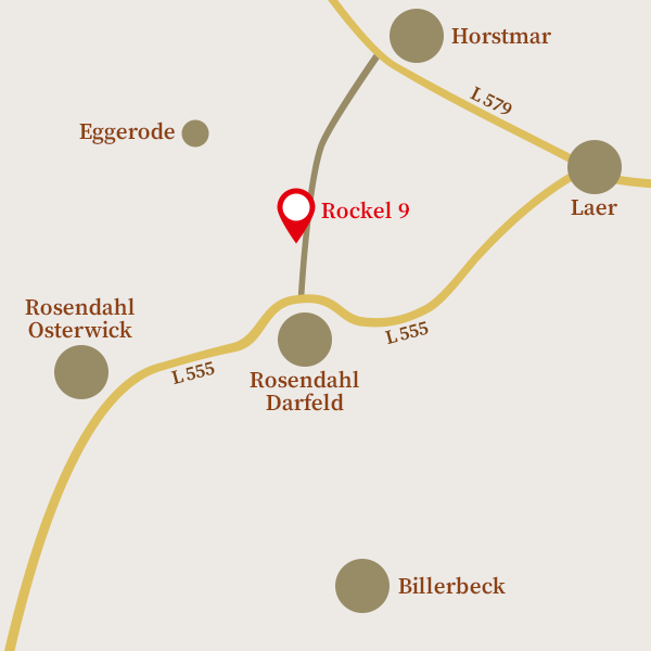 Anfahrtsplan zum Reiterhof Rockstar Stables, Rockel 9 in Rosendahl